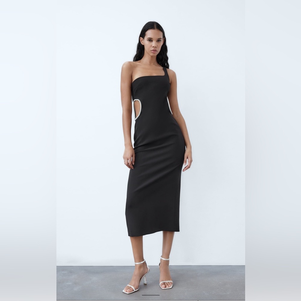 BNWT ZARA CUT OUT RHINESTONE ASYMMETRICAL DRESS SZ XS AND SM AVAILABLE